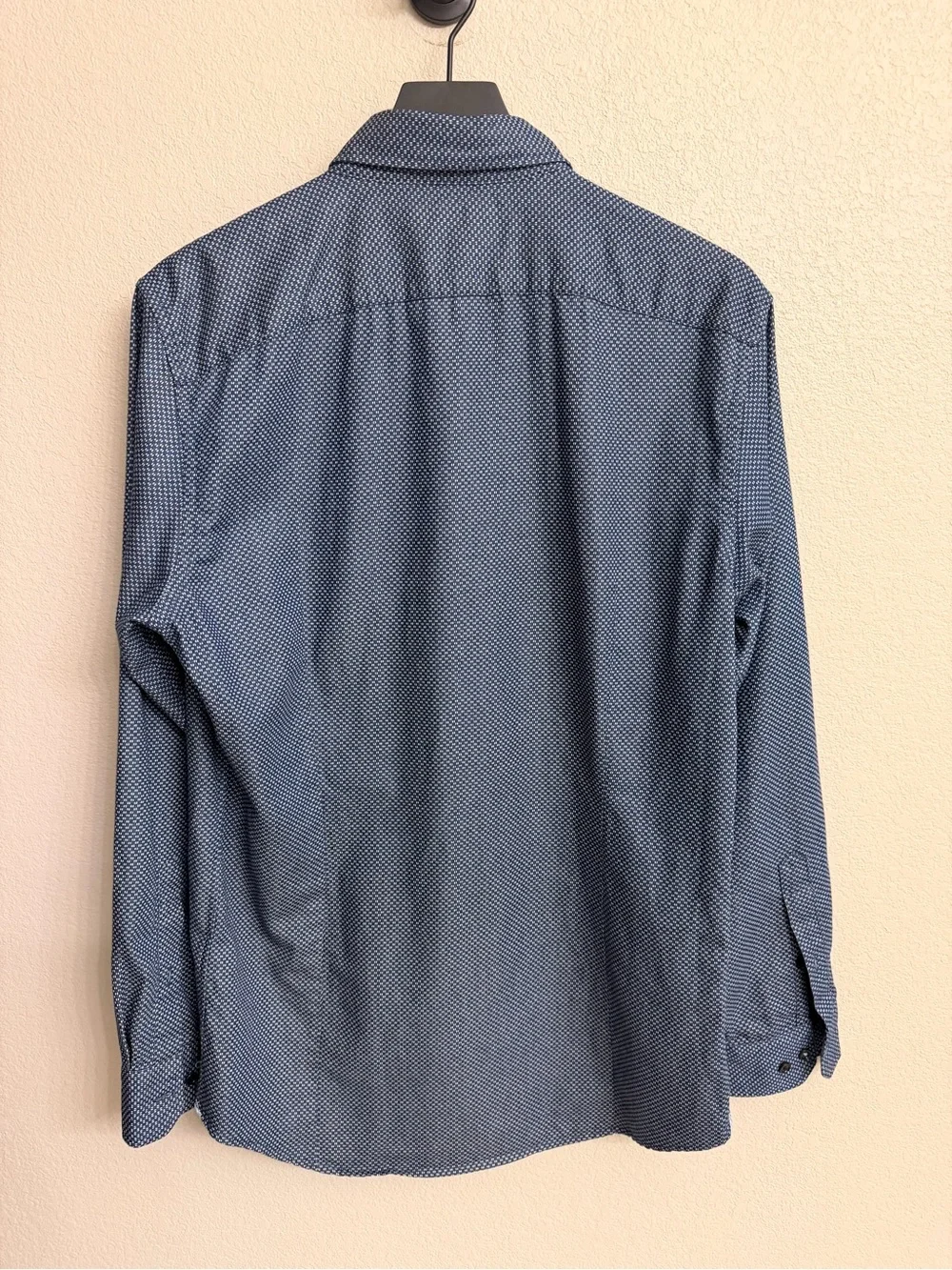 Banana Republic Navy Micro-Pattern Button-Down Shirt Grant Slim Fit Size M